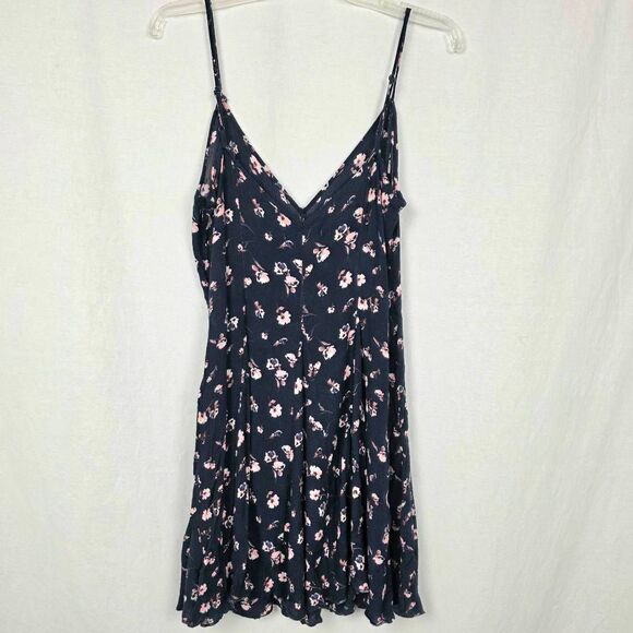 American Eagle Outfitters Navy Floral V-Neck Dress Size 10 - Picture 4 of 8